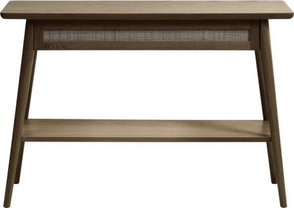 Konsolbord Nordique Design Barrali i røget egetræ med rattan-skuffe og hylde H75ÃB40ÃL110 cm